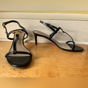 Tory Burch Sling Back Kitten Heel Black Sandal Size 9